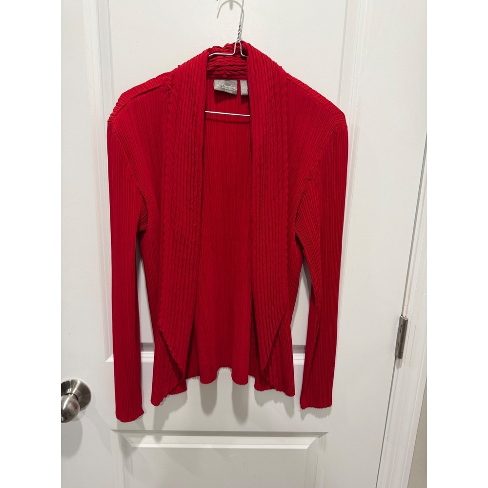 Chico's Travelers Women Cardigan Accordion Pleated Open Front Red Size 1